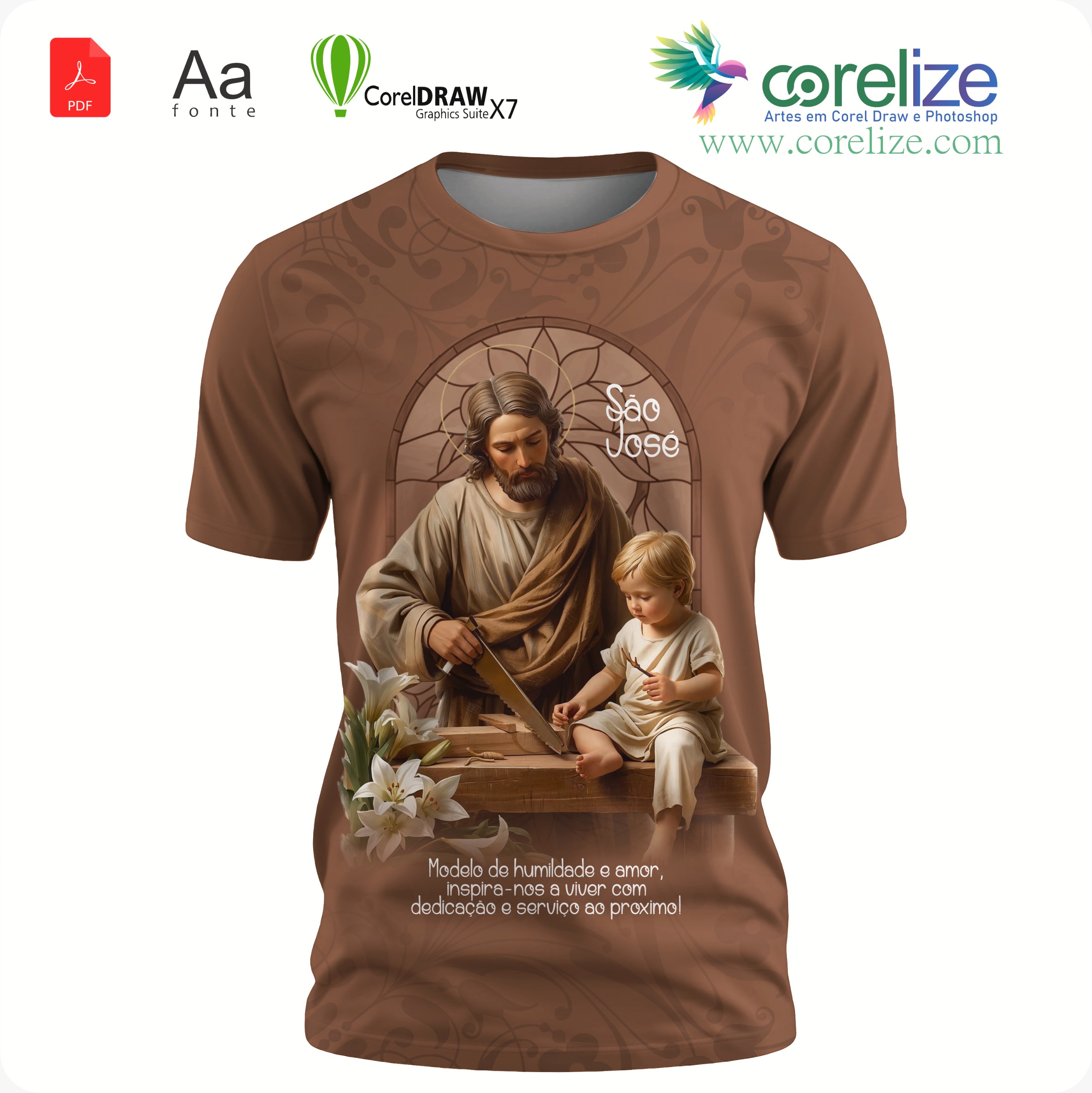 Arte: Arte São José 13 para sublimação de camiseta