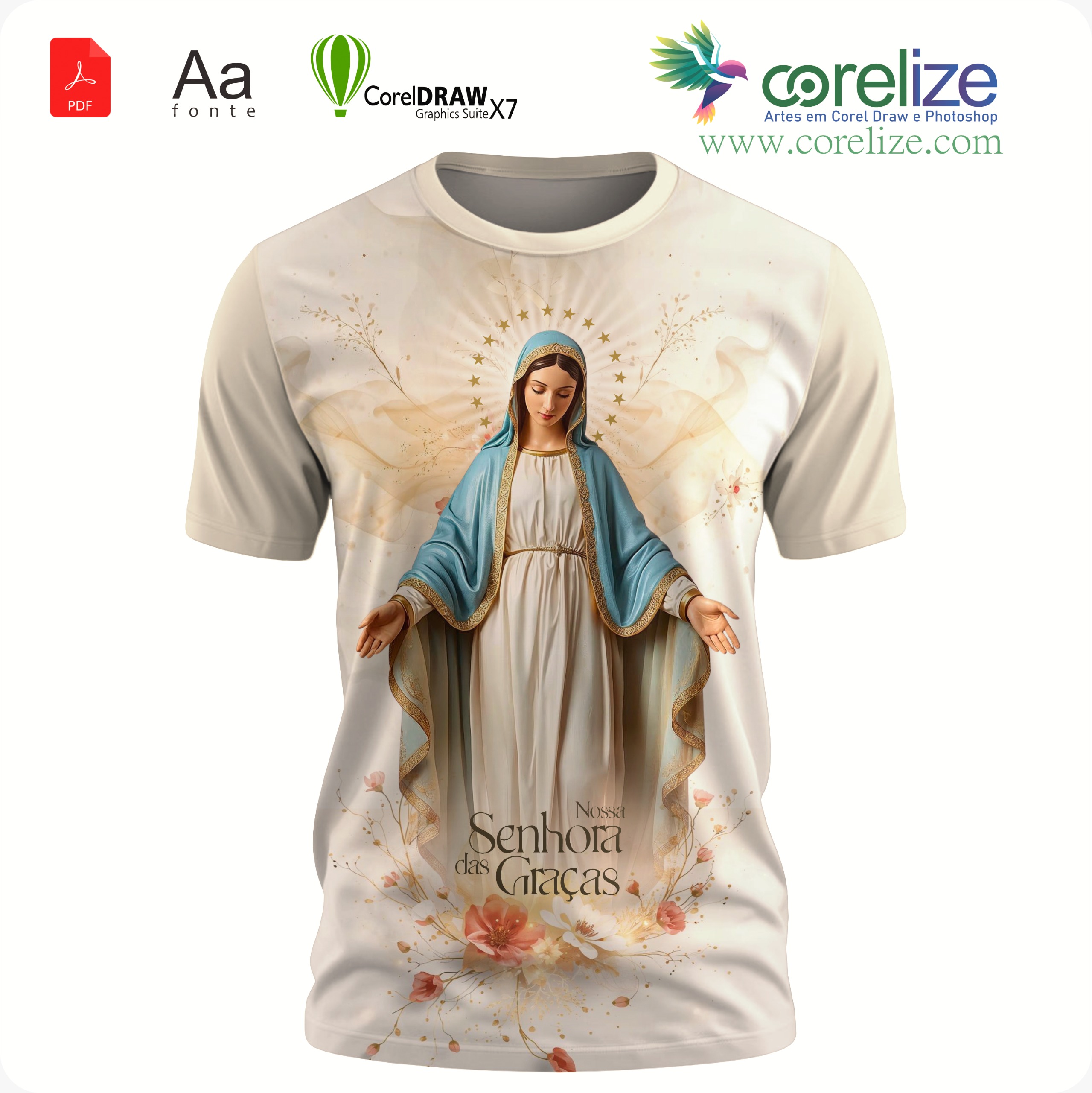 Arte: Arte Nossa Senhora das Graças / Conceição 13 para sublimação de camiseta