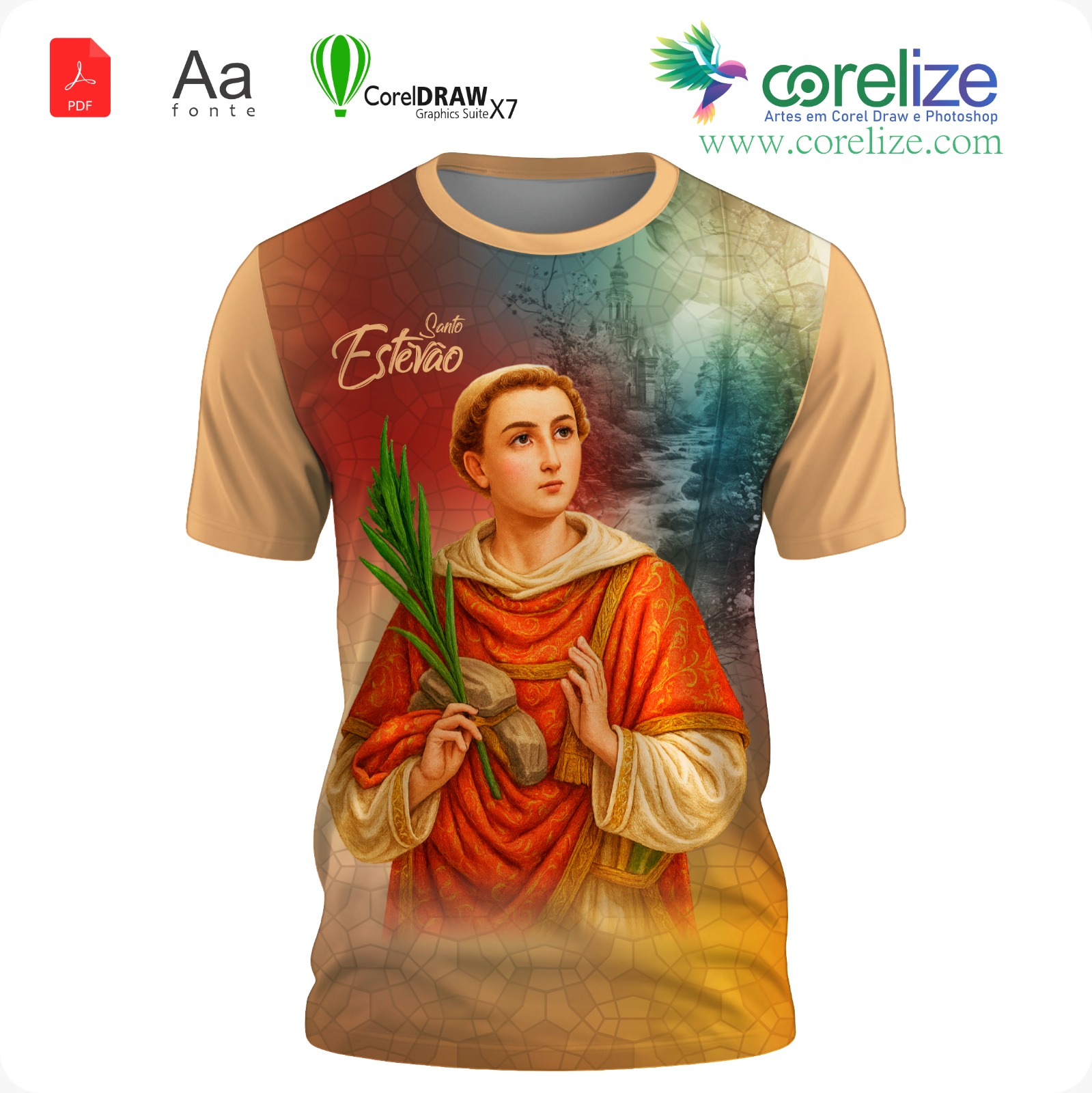 Arte: Arte Santo Estêvão  para sublimação de camiseta