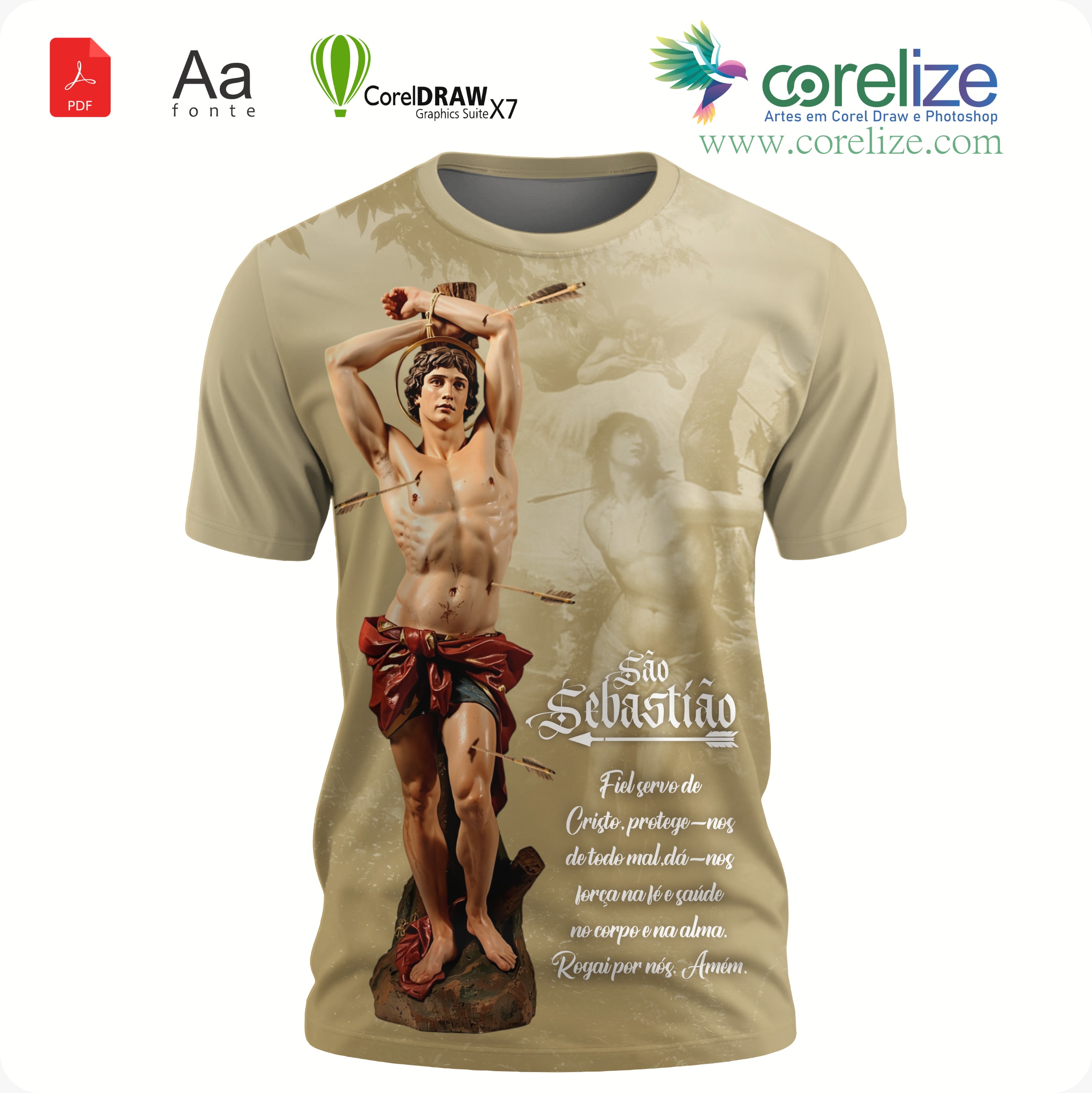 Arte: Arte São Sebastião 10 para sublimação de camiseta