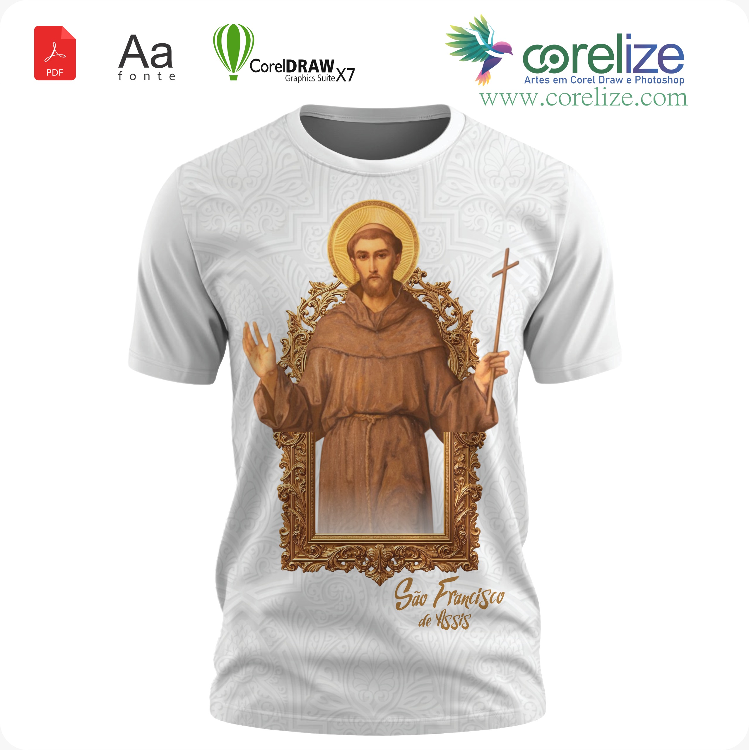 Arte: Arte São Francisco de Assis 12 para sublimação de camiseta