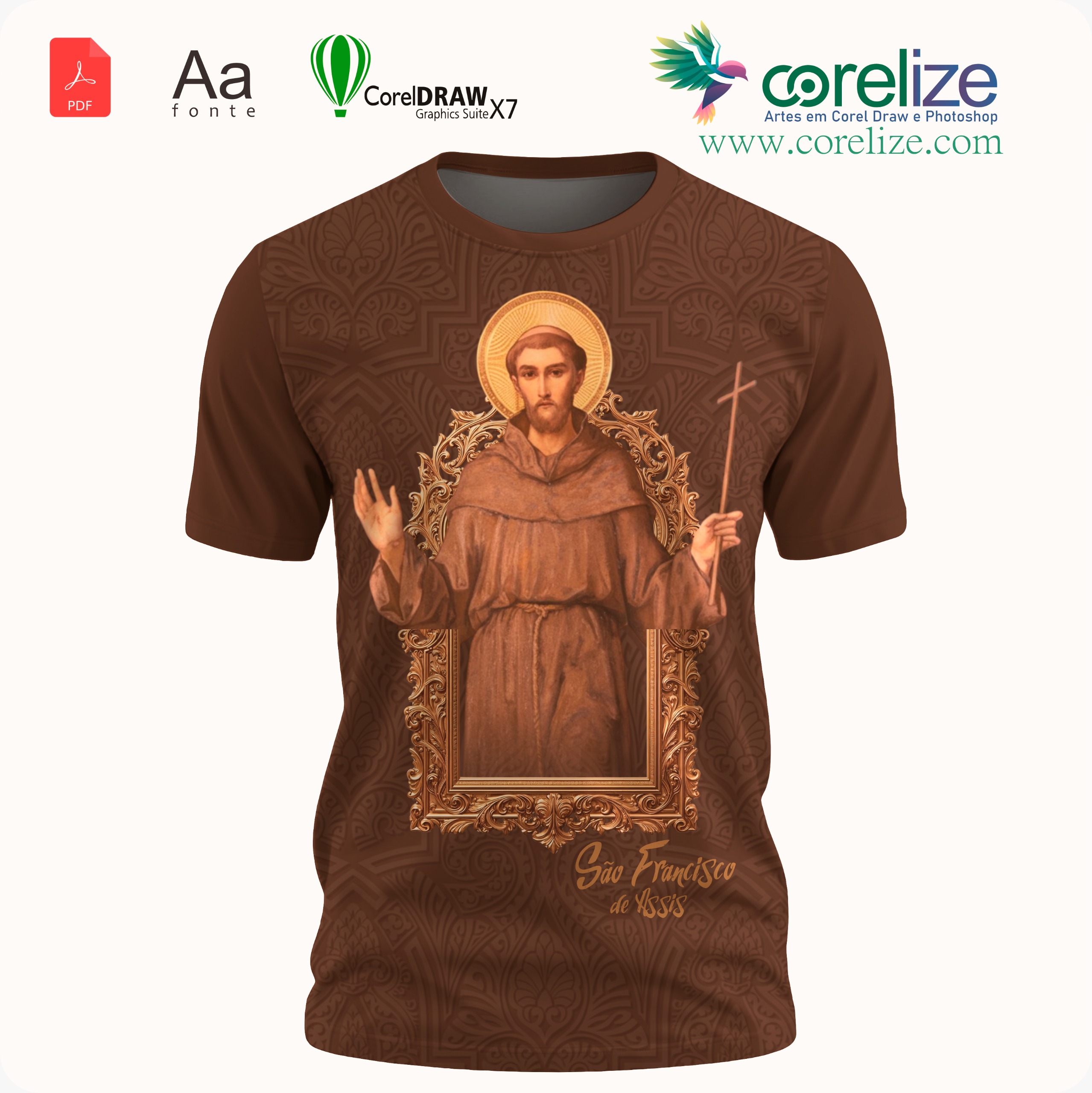 Arte: Arte São Francisco de Assis 12 para sublimação de camiseta