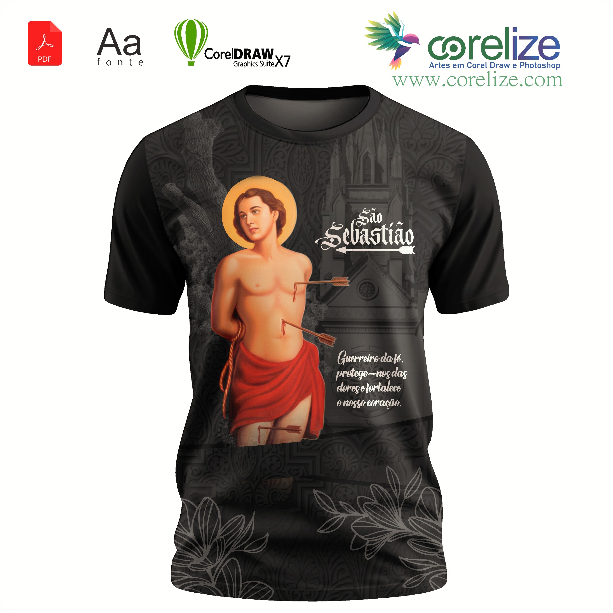 Arte: Arte São Sebastião 20 para sublimação de camiseta