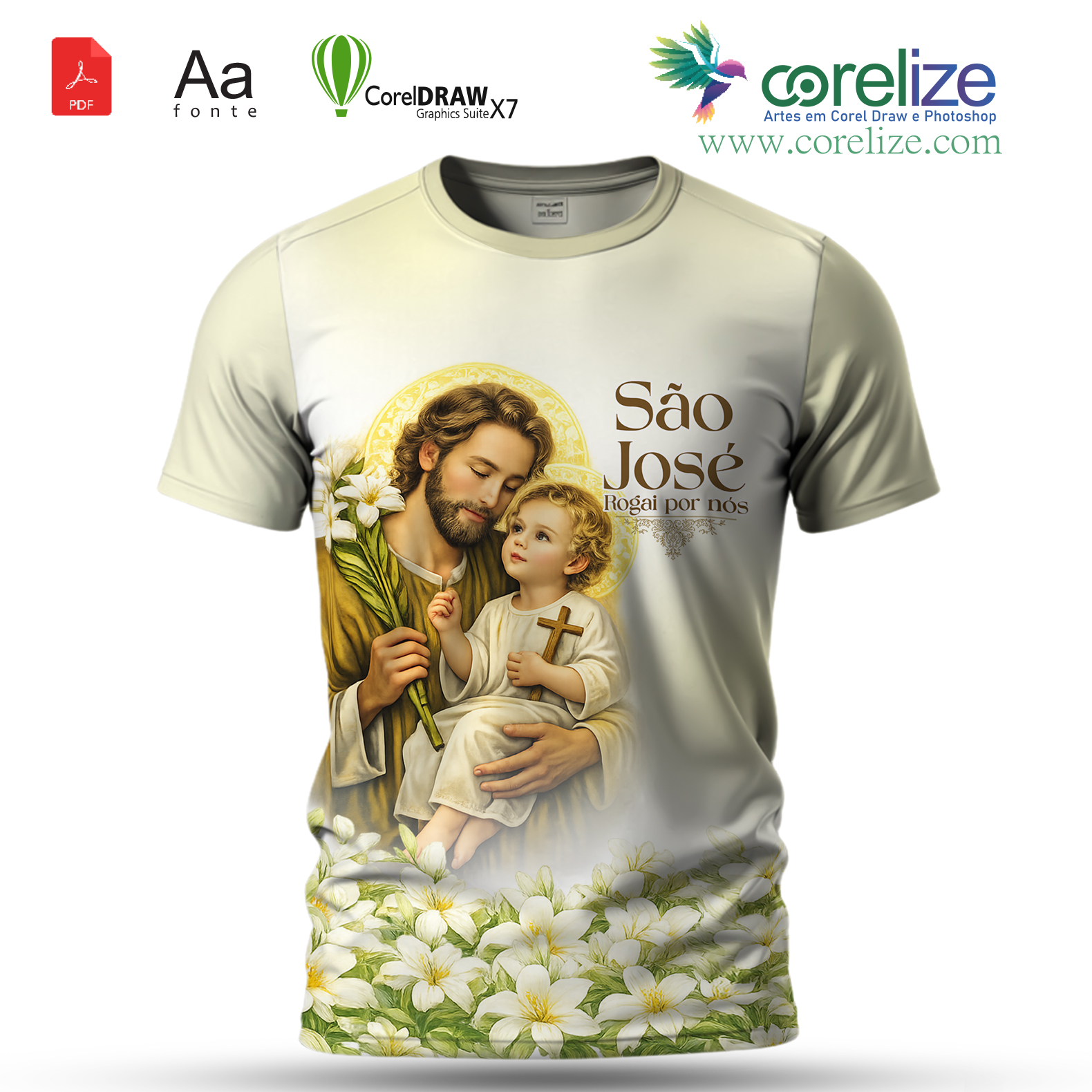 Arte: Arte São José 19 para sublimação de camiseta