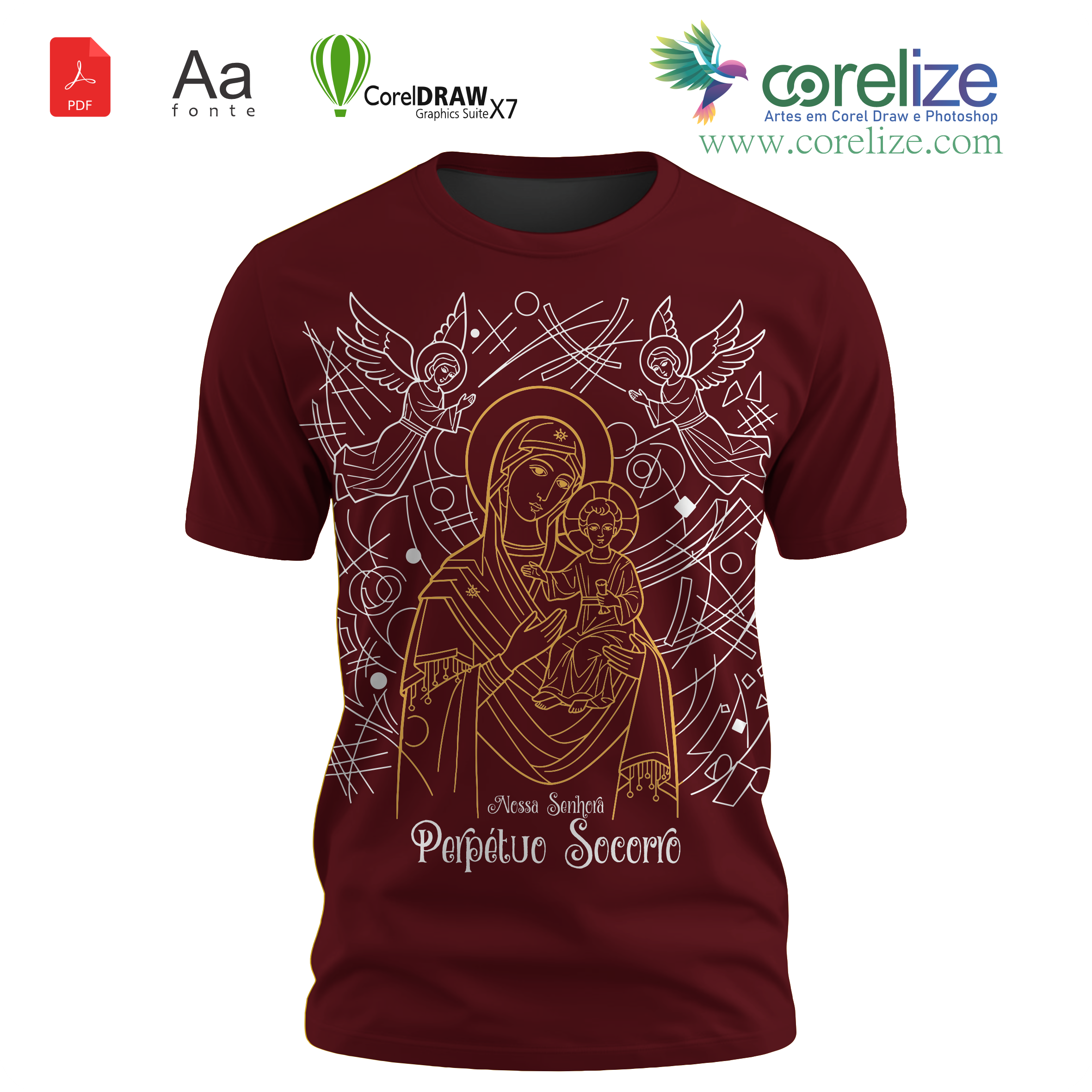 Arte: Arte 01 Nossa Senhora Perpetuo Socorro para sublimação de camiseta