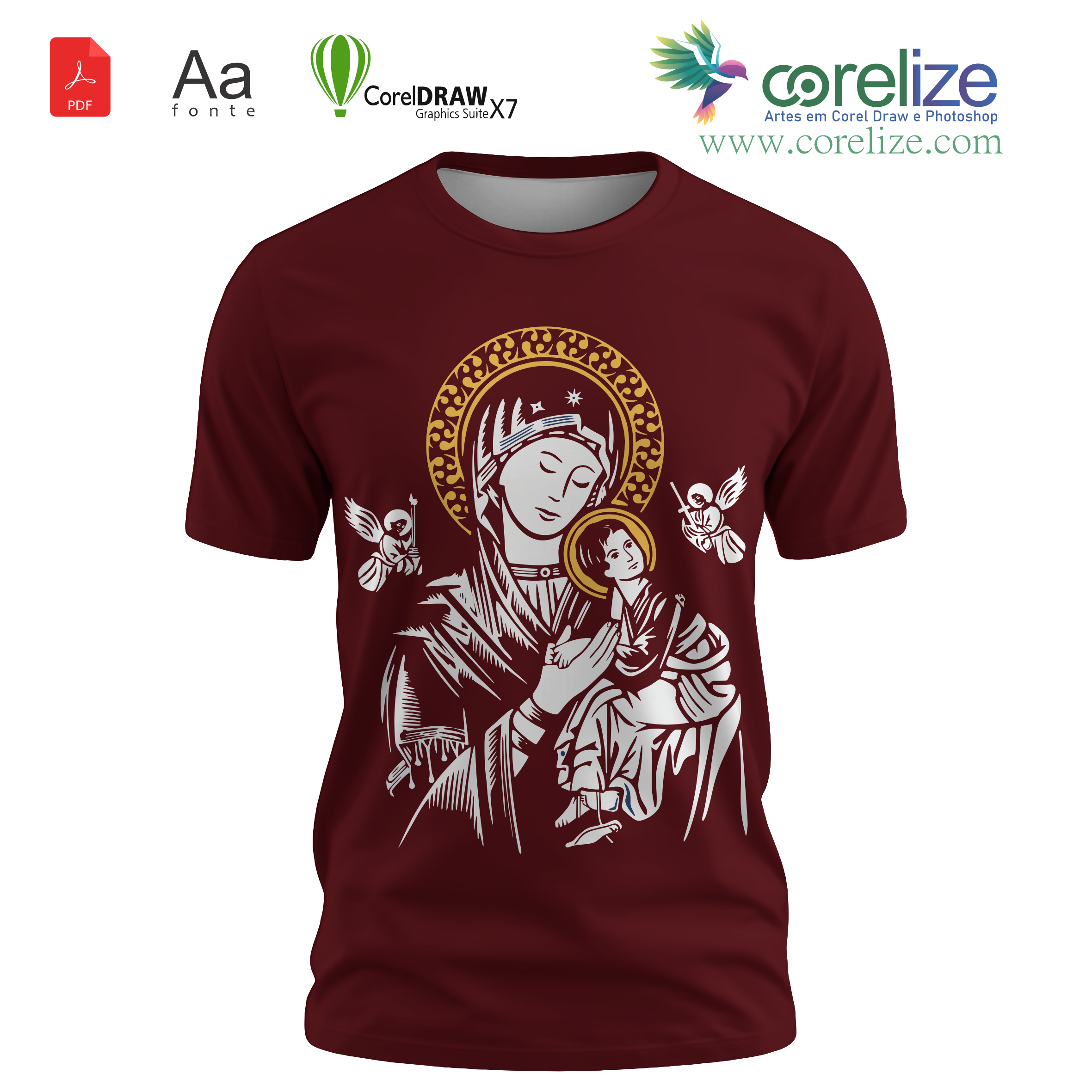 Arte: Arte 02 Nossa Senhora Perpetuo Socorro para sublimação de camiseta