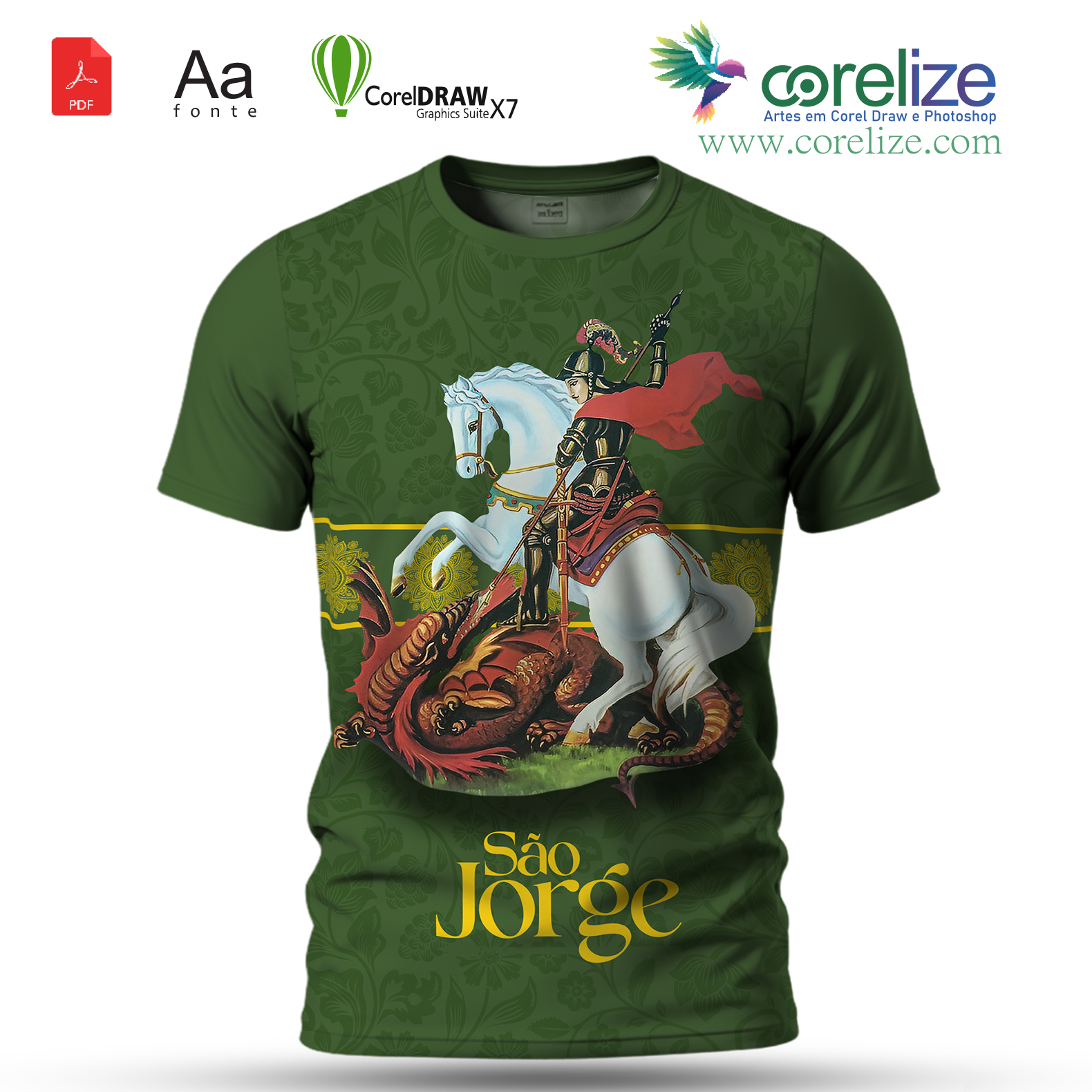 Arte: Arte 06 São Jorge para sublimação de camiseta