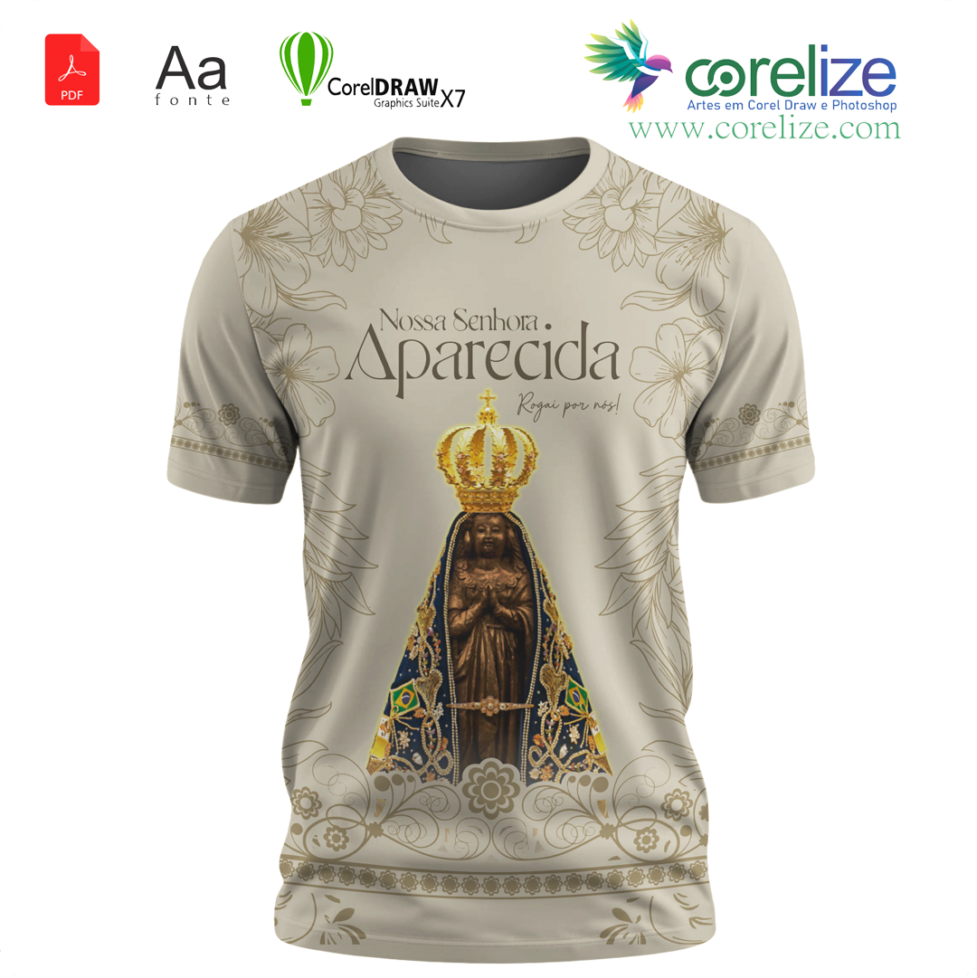 Arte Nossa Senhora Aparecida 10 para sublimação de camiseta