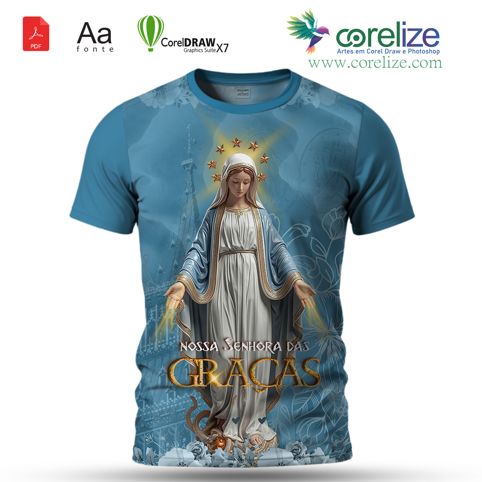 Arte Nossa Senhora das Graças 06 para sublimação de camiseta