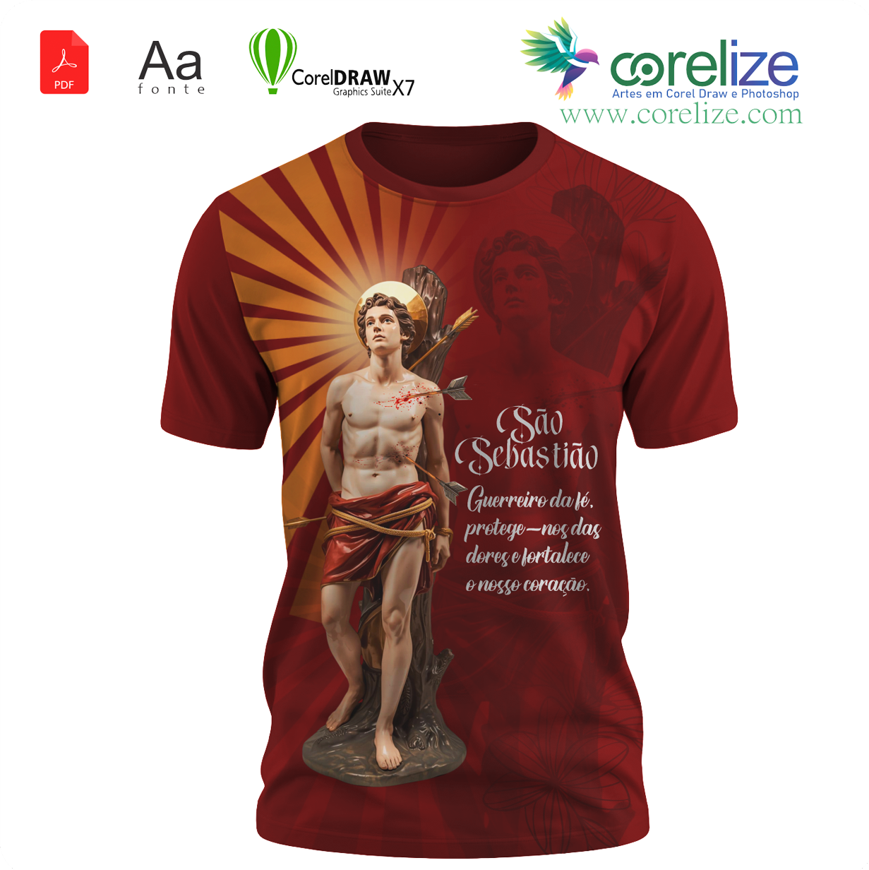 Arte São Sebastião para sublimação de camiseta