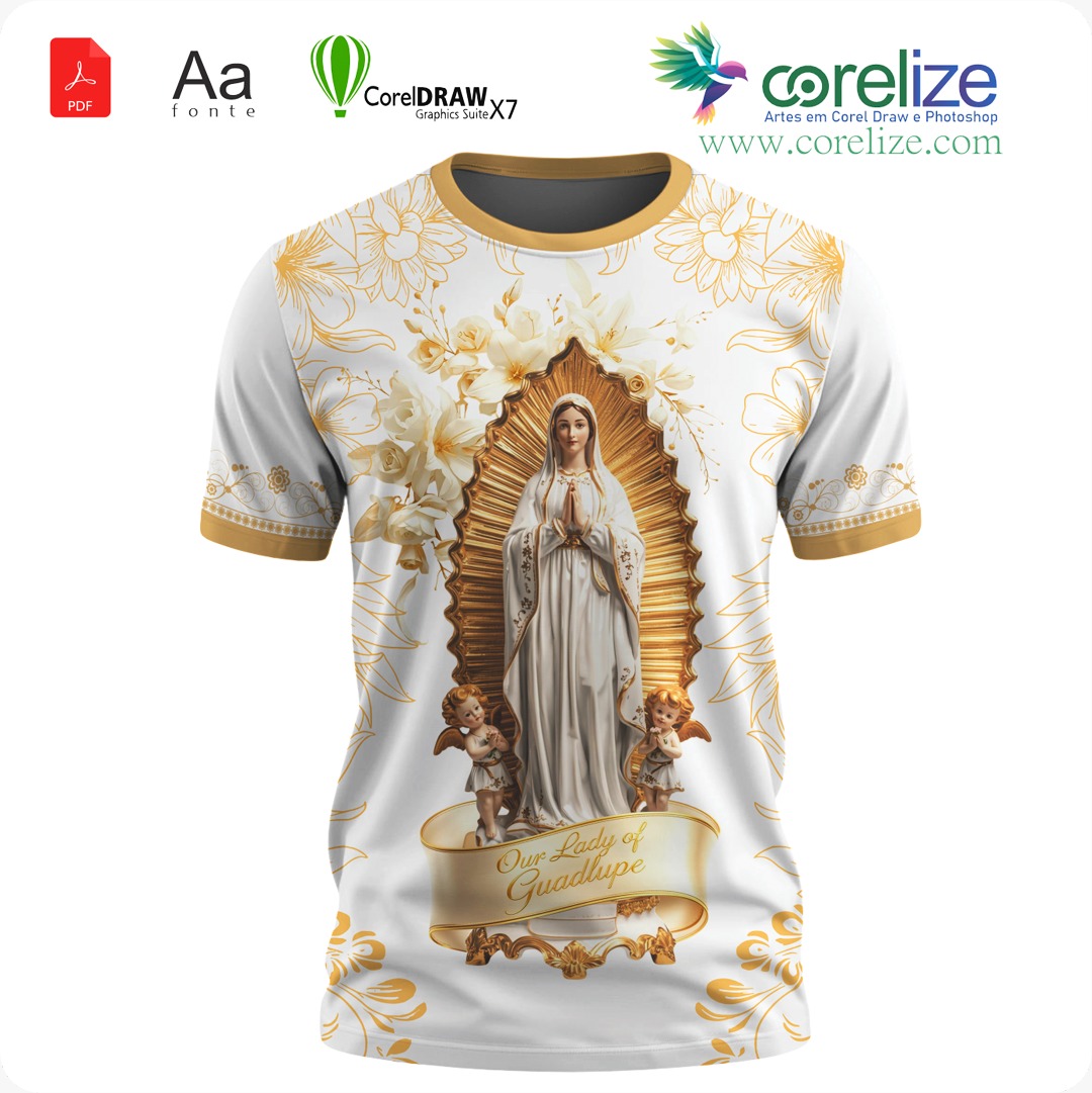 Arte Nossa Senhora De Guadalupe para sublimação de camiseta