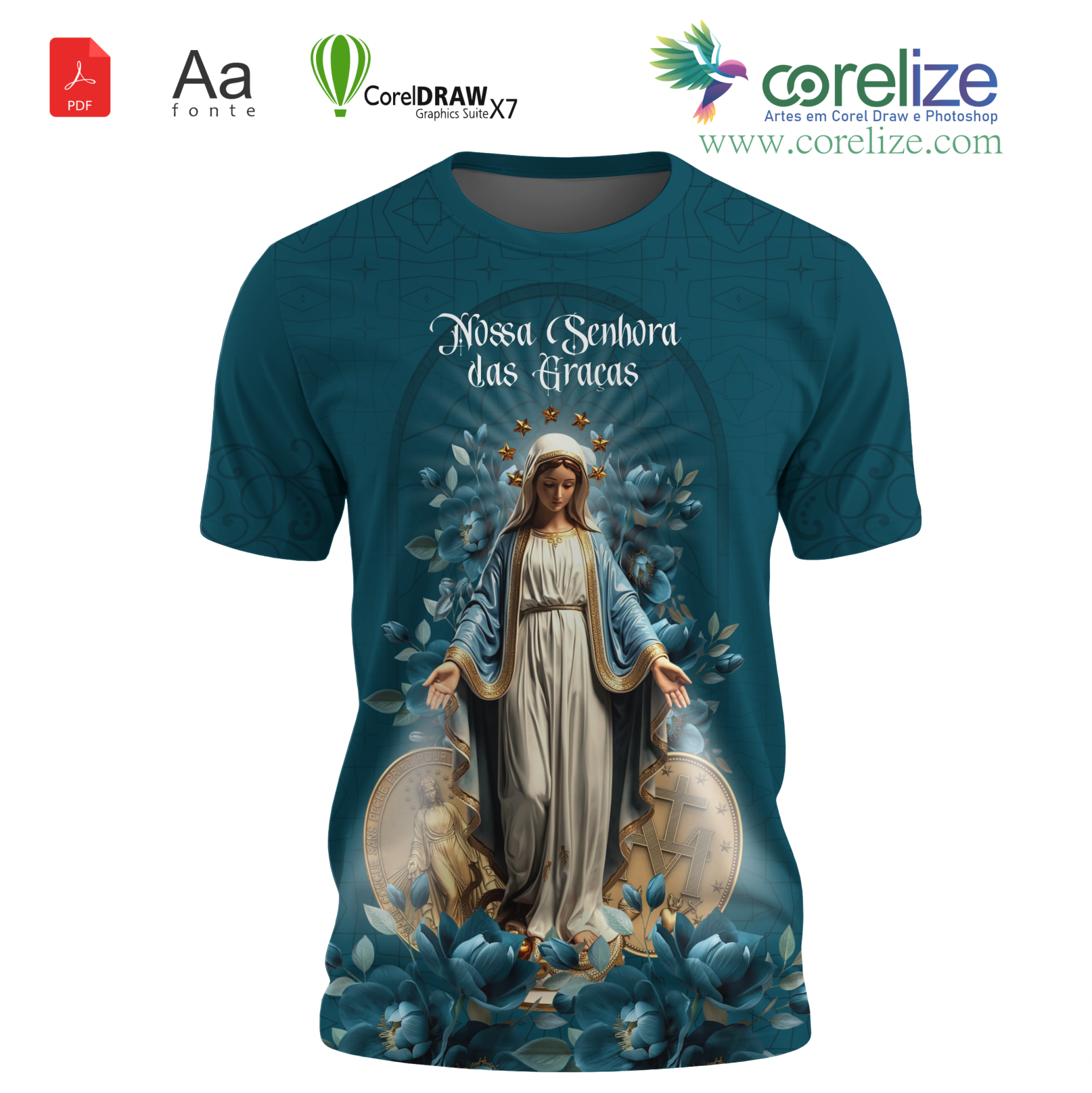 Arte Nossa Senhora das Graças 08 para sublimação de camiseta