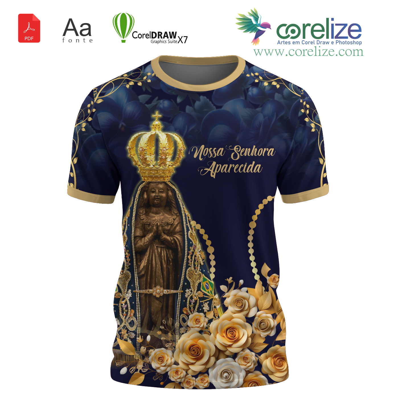Arte Nossa Senhora Aparecida 15 para sublimação de camiseta