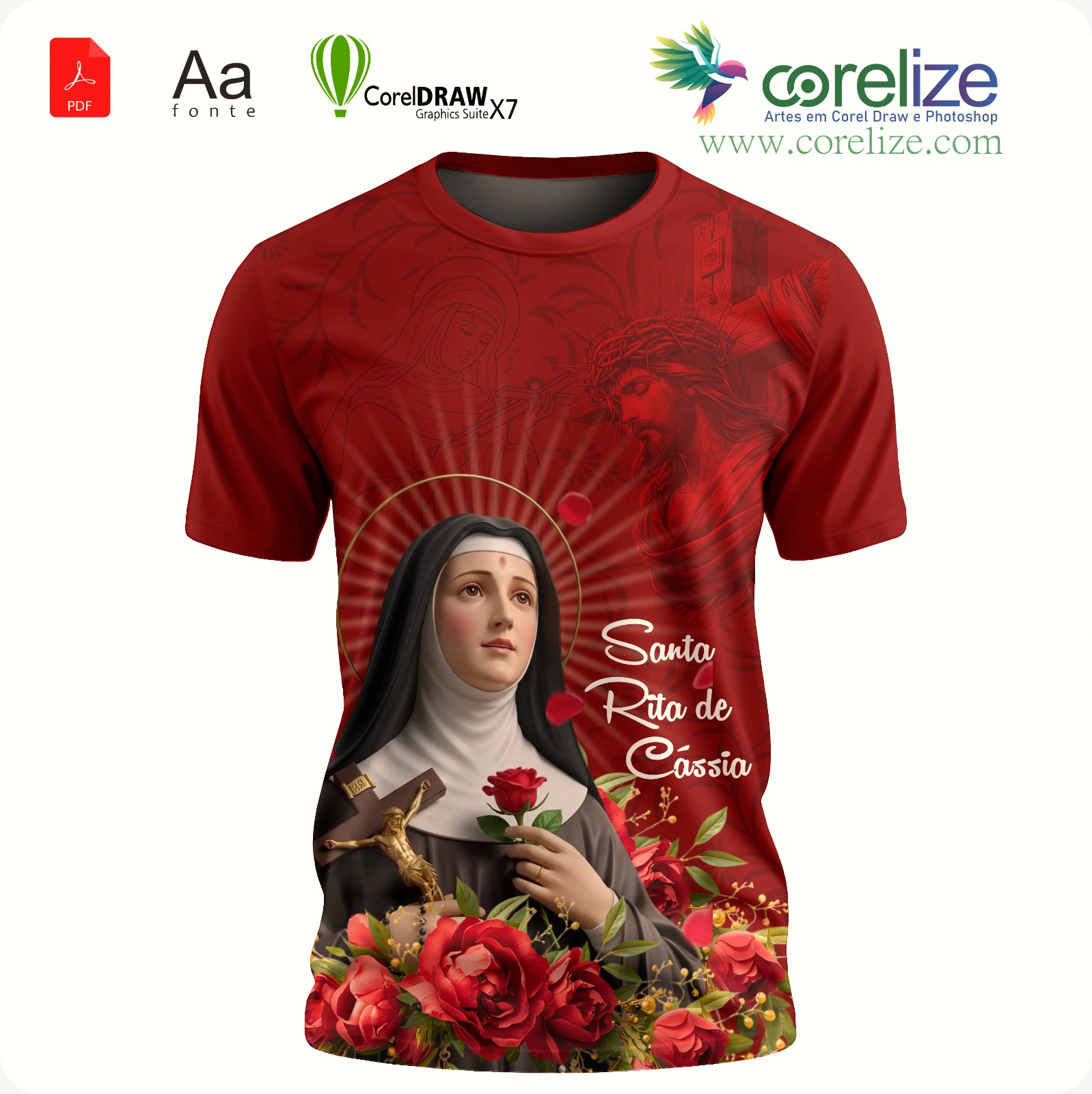 Arte 04 Santa Rita de Cassia para sublimação de camiseta