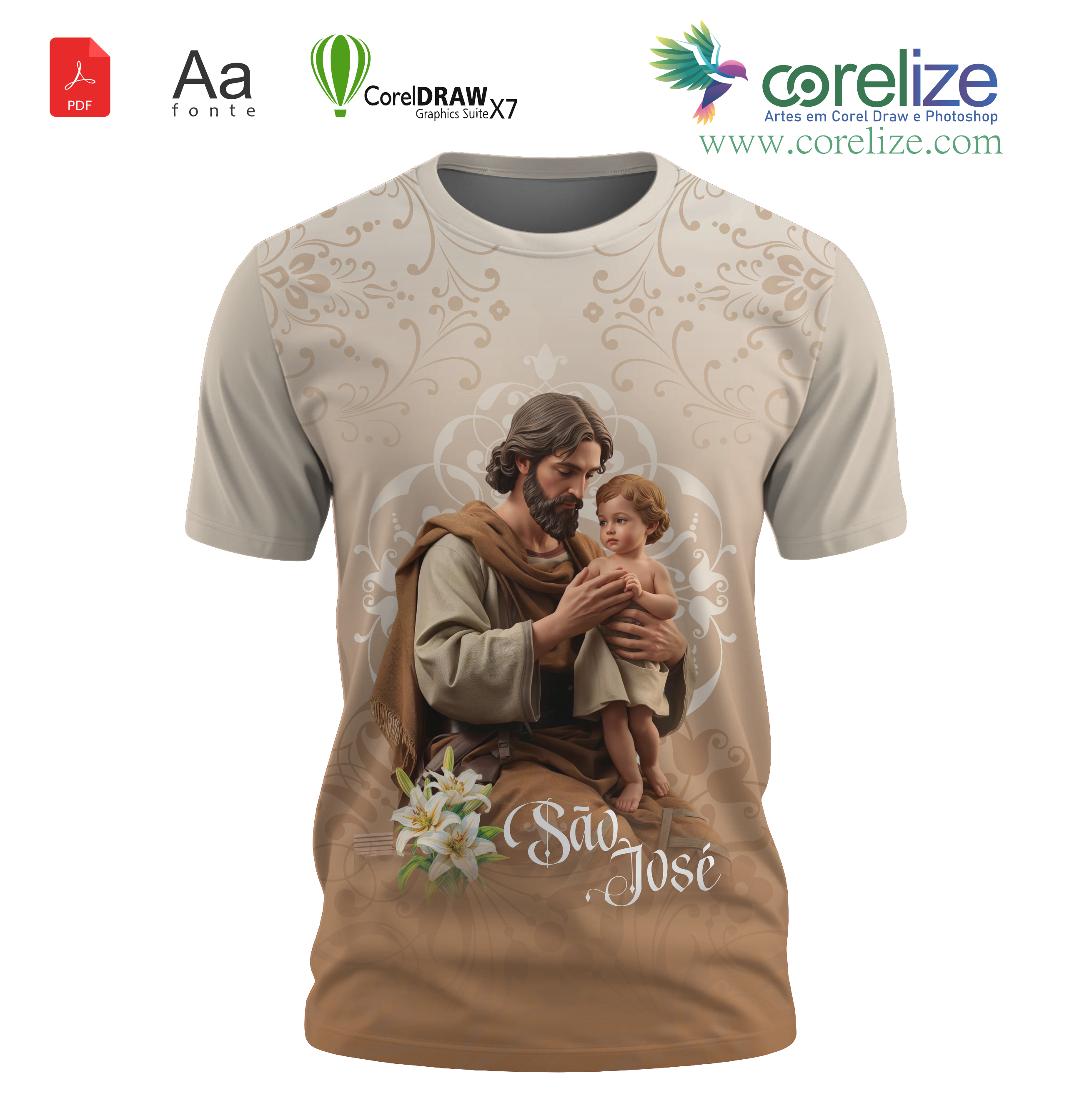 Arte 01  São José  para sublimação de camiseta