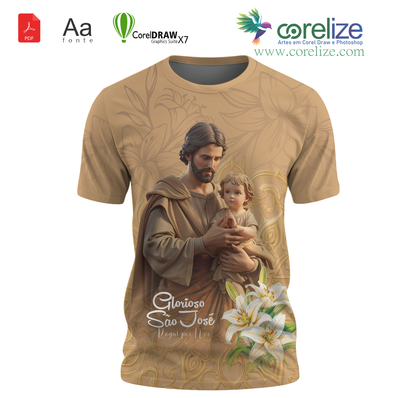Arte 02  São José  para sublimação de camiseta