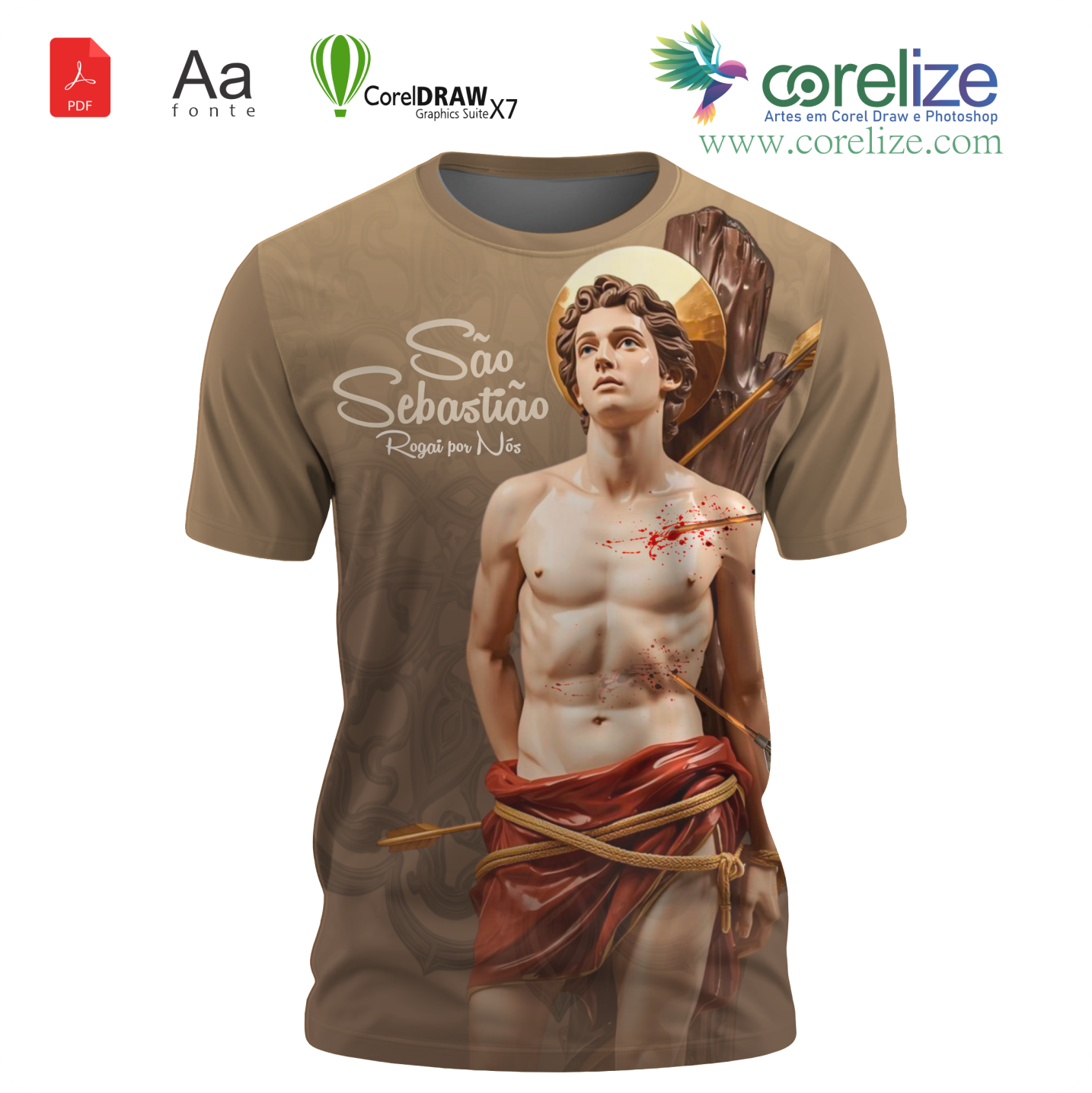 Arte 04 São Sebastião para sublimação de camiseta