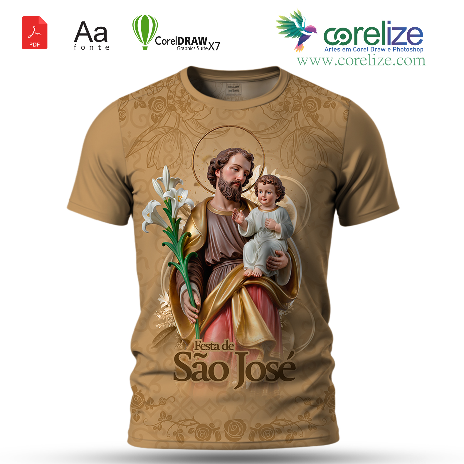 Arte São José 04 para sublimação de camiseta