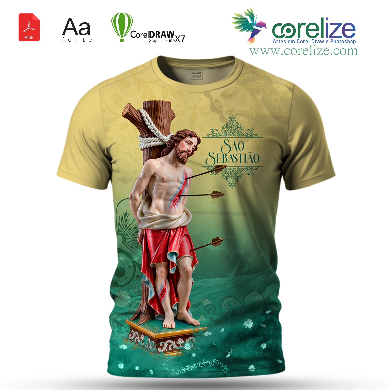 Arte São Sebastião 05 para sublimação de camiseta