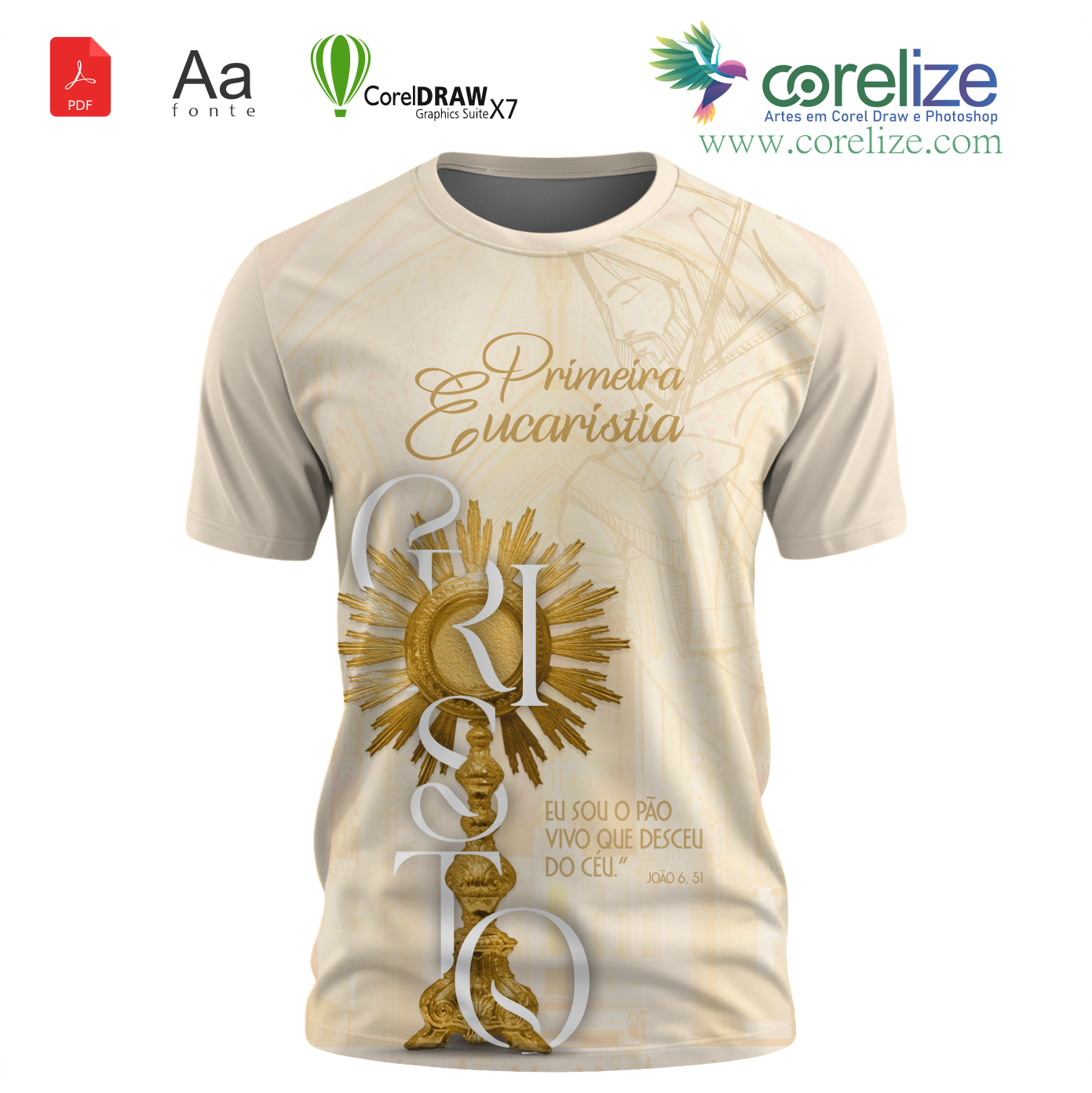 Arte Primeira Eucaristia 15  para sublimação de camiseta