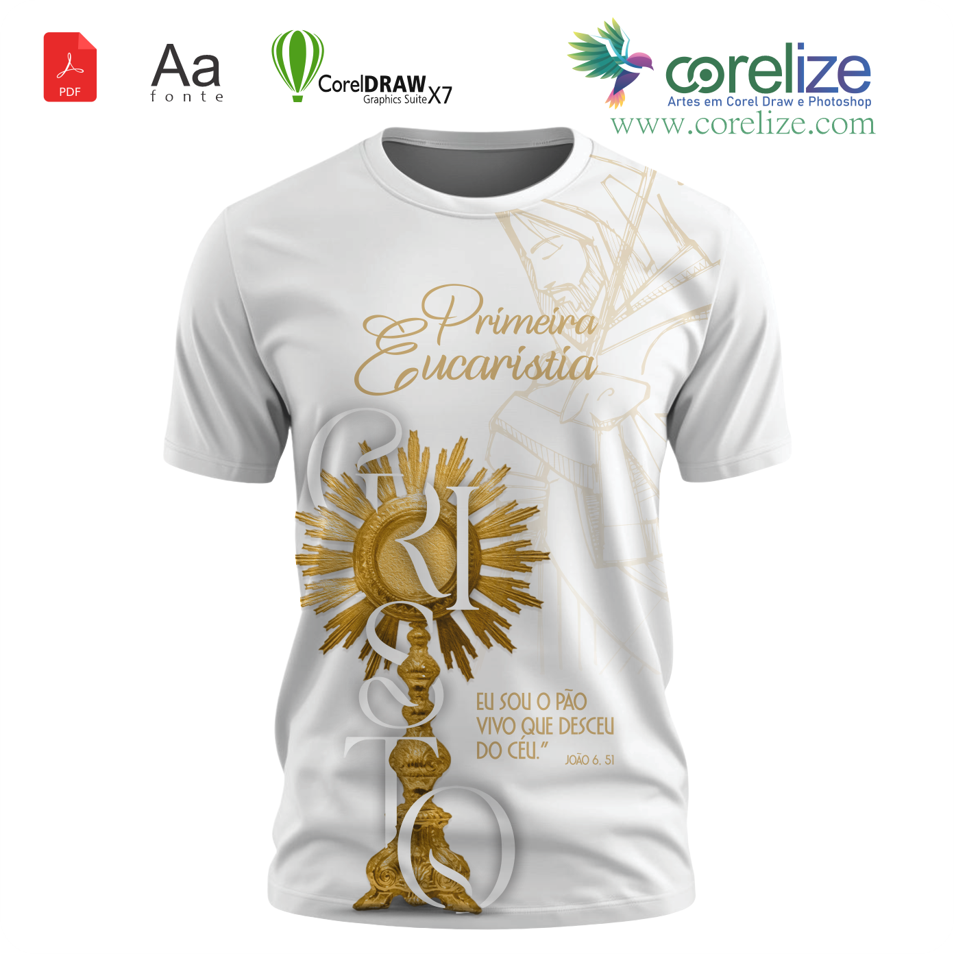 Arte Primeira Eucaristia 17  para sublimação de camiseta