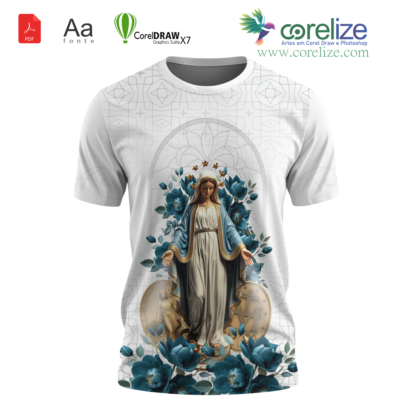 Arte Nossa Senhora das Graças 10 para sublimação de camiseta
