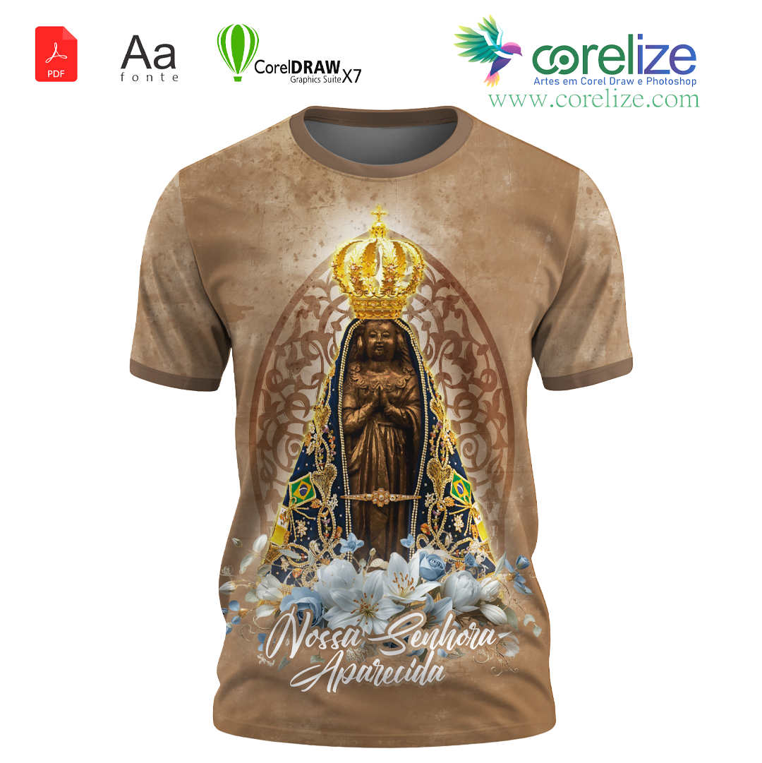 Arte Nossa Senhora Aparecida 16 para sublimação de camiseta