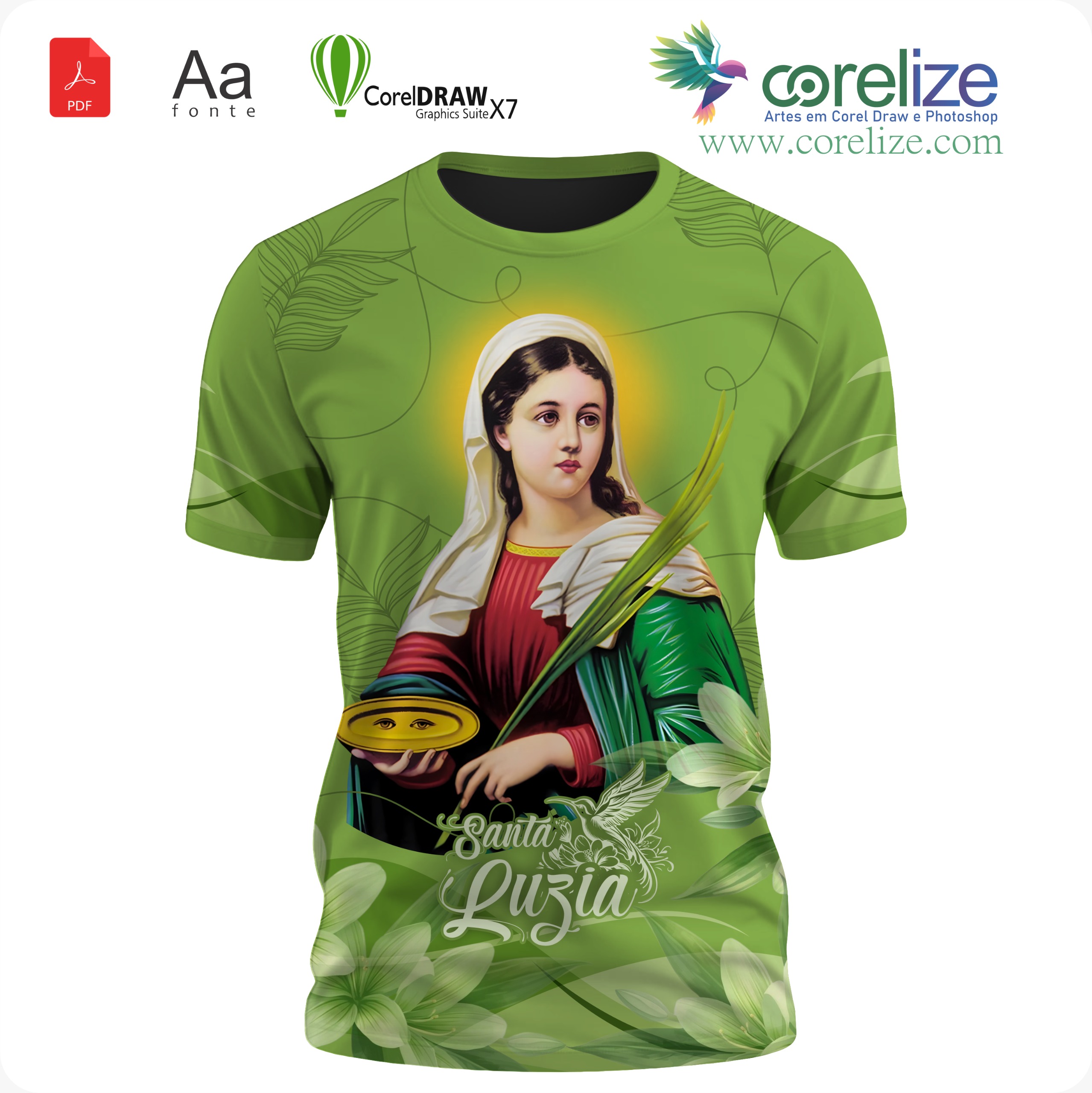 Arte: Arte Santa Luzia 19 para sublimação de camiseta