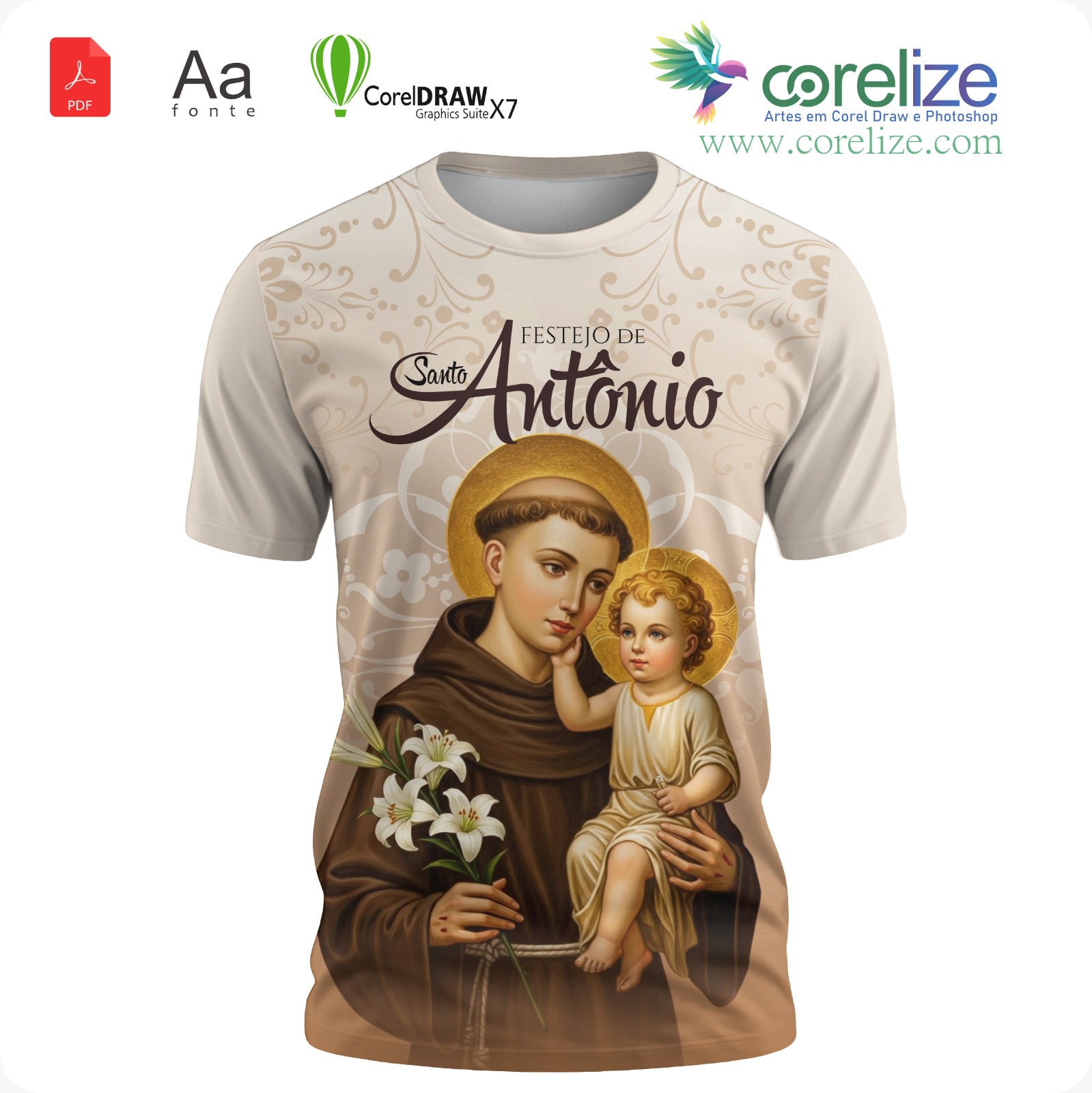 Arte: Arte 02 Festejo de Santo Antônio  para sublimação de camiseta